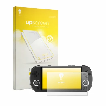 Front side of a product packaging with the brand logo upscreen. Next to it is the device Trimui Smart Pro shown with the corre