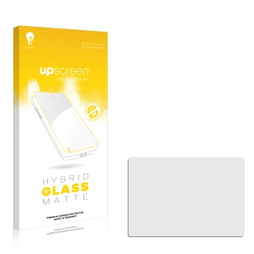 Front side of a product packaging with the brand logo upscreen. Next to it is the corresponding screen protector.