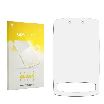Front side of a product packaging with the brand logo upscreen. Next to it is the corresponding screen protector.