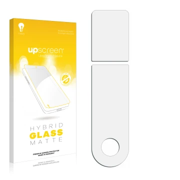 Front side of a product packaging with the brand logo upscreen. Next to it is the corresponding screen protector.