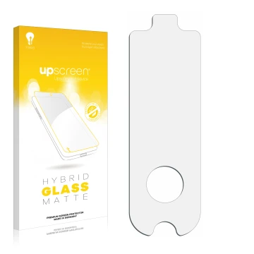 Front side of a product packaging with the brand logo upscreen. Next to it is the corresponding screen protector.