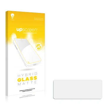 Front side of a product packaging with the brand logo upscreen. Next to it is the corresponding screen protector.