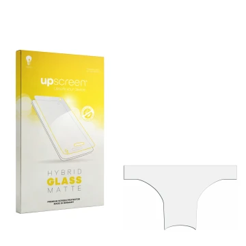 Front side of a product packaging with the brand logo upscreen. Next to it is the corresponding screen protector.