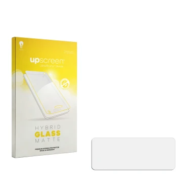 Front side of a product packaging with the brand logo upscreen. Next to it is the corresponding screen protector.
