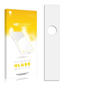 Front side of a product packaging with the brand logo upscreen. Next to it is the corresponding screen protector.