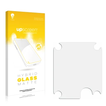 Front side of a product packaging with the brand logo upscreen. Next to it is the corresponding screen protector.