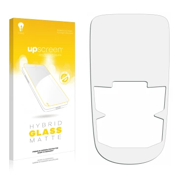 Front side of a product packaging with the brand logo upscreen. Next to it is the corresponding screen protector.