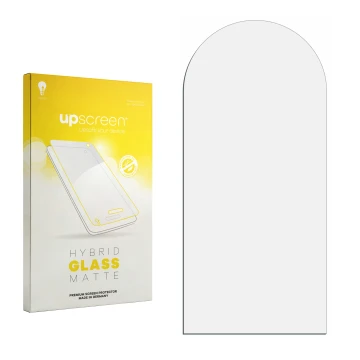 Front side of a product packaging with the brand logo upscreen. Next to it is the corresponding screen protector.