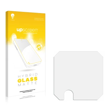 Front side of a product packaging with the brand logo upscreen. Next to it is the corresponding screen protector.