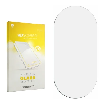 Front side of a product packaging with the brand logo upscreen. Next to it is the corresponding screen protector.