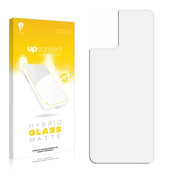 Front side of a product packaging with the brand logo upscreen. Next to it is the corresponding screen protector.
