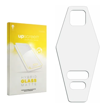 Front side of a product packaging with the brand logo upscreen. Next to it is the corresponding screen protector.