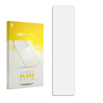 Front side of a product packaging with the brand logo upscreen. Next to it is the corresponding screen protector.
