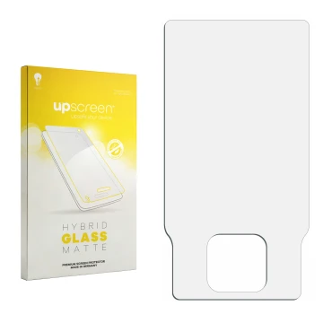 Front side of a product packaging with the brand logo upscreen. Next to it is the corresponding screen protector.