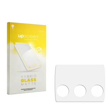 Front side of a product packaging with the brand logo upscreen. Next to it is the corresponding screen protector.