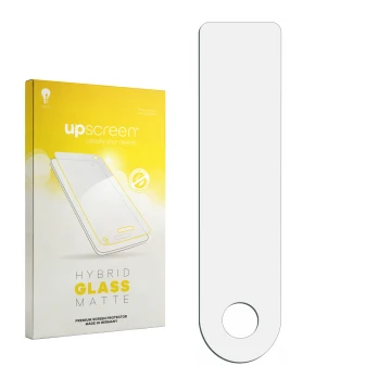 Front side of a product packaging with the brand logo upscreen. Next to it is the corresponding screen protector.