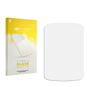 Front side of a product packaging with the brand logo upscreen. Next to it is the corresponding screen protector.