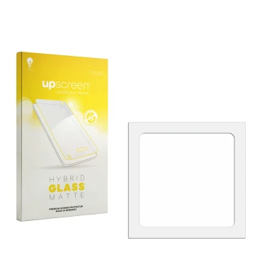 Front side of a product packaging with the brand logo upscreen. Next to it is the corresponding screen protector.