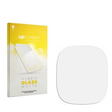 Front side of a product packaging with the brand logo upscreen. Next to it is the corresponding screen protector.