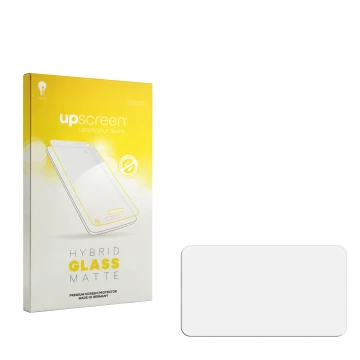 Front side of a product packaging with the brand logo upscreen. Next to it is the corresponding screen protector.