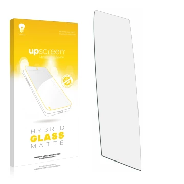 Front side of a product packaging with the brand logo upscreen. Next to it is the corresponding screen protector.