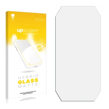 Front side of a product packaging with the brand logo upscreen. Next to it is the corresponding screen protector.