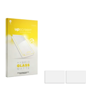 Front side of a product packaging with the brand logo upscreen. Next to it is the corresponding screen protector.