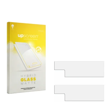 Front side of a product packaging with the brand logo upscreen. Next to it is the corresponding screen protector.