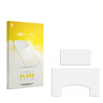 Front side of a product packaging with the brand logo upscreen. Next to it is the corresponding screen protector.