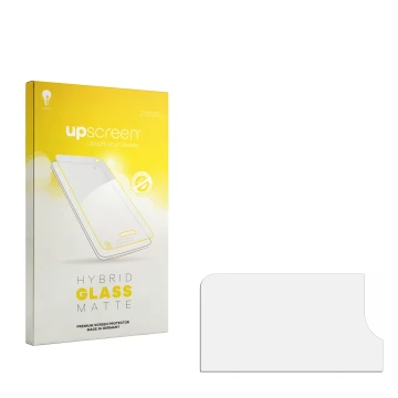 Front side of a product packaging with the brand logo upscreen. Next to it is the corresponding screen protector.