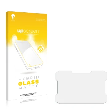 Front side of a product packaging with the brand logo upscreen. Next to it is the corresponding screen protector.