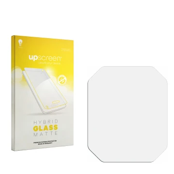 Front side of a product packaging with the brand logo upscreen. Next to it is the corresponding screen protector.