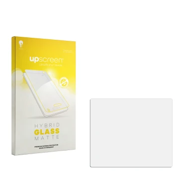 Front side of a product packaging with the brand logo upscreen. Next to it is the corresponding screen protector.