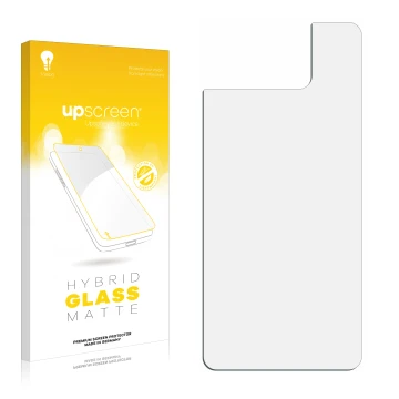 Front side of a product packaging with the brand logo upscreen. Next to it is the corresponding screen protector.