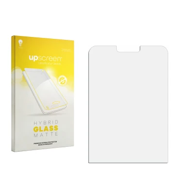 Front side of a product packaging with the brand logo upscreen. Next to it is the corresponding screen protector.