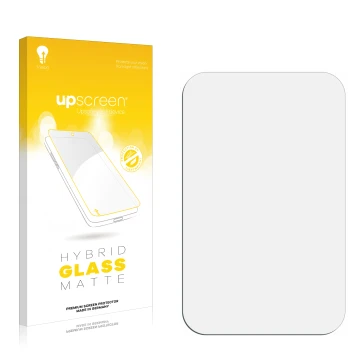 Front side of a product packaging with the brand logo upscreen. Next to it is the corresponding screen protector.