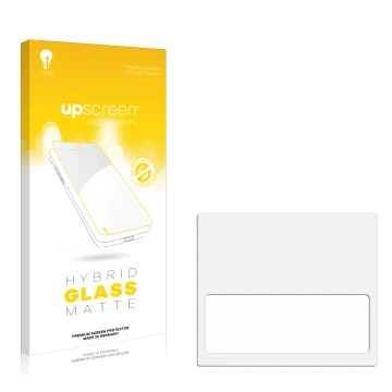 Front side of a product packaging with the brand logo upscreen. Next to it is the corresponding screen protector.