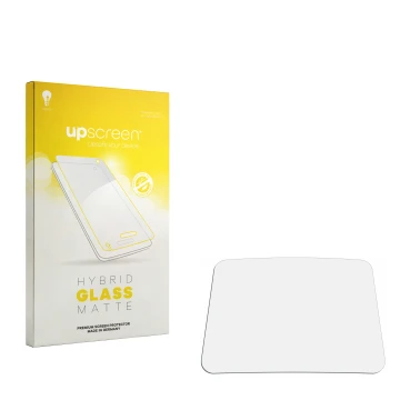 Front side of a product packaging with the brand logo upscreen. Next to it is the corresponding screen protector.