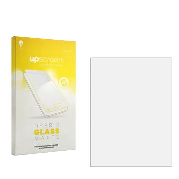 Front side of a product packaging with the brand logo upscreen. Next to it is the corresponding screen protector.