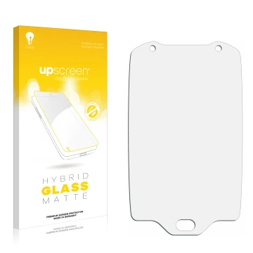 Front side of a product packaging with the brand logo upscreen. Next to it is the corresponding screen protector.
