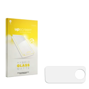 Front side of a product packaging with the brand logo upscreen. Next to it is the corresponding screen protector.