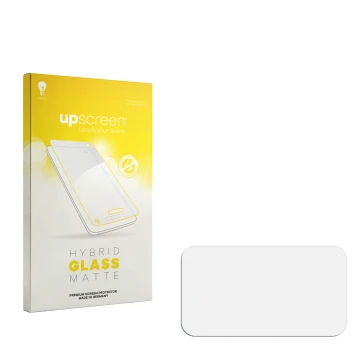 Front side of a product packaging with the brand logo upscreen. Next to it is the corresponding screen protector.