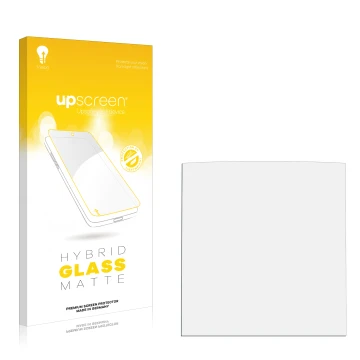 Front side of a product packaging with the brand logo upscreen. Next to it is the corresponding screen protector.