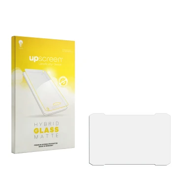 Front side of a product packaging with the brand logo upscreen. Next to it is the corresponding screen protector.