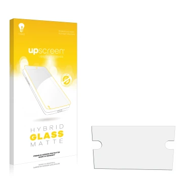 Front side of a product packaging with the brand logo upscreen. Next to it is the corresponding screen protector.