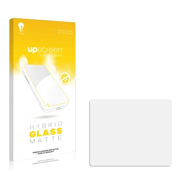 Front side of a product packaging with the brand logo upscreen. Next to it is the corresponding screen protector.