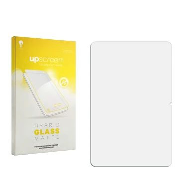 Front side of a product packaging with the brand logo upscreen. Next to it is the corresponding screen protector.