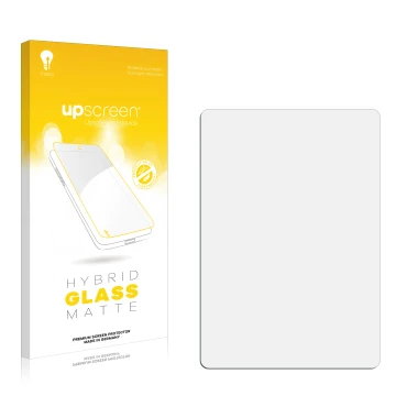 Front side of a product packaging with the brand logo upscreen. Next to it is the corresponding screen protector.