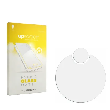 Front side of a product packaging with the brand logo upscreen. Next to it is the corresponding screen protector.