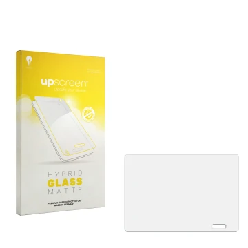 Front side of a product packaging with the brand logo upscreen. Next to it is the corresponding screen protector.